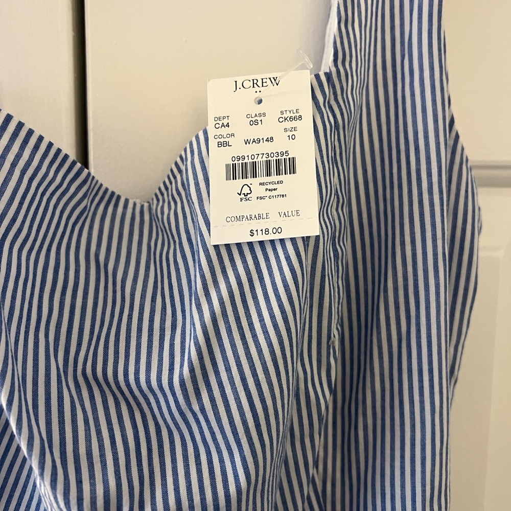 NWT J Crew Blue and White Striped Dress - Picture 7 of 13